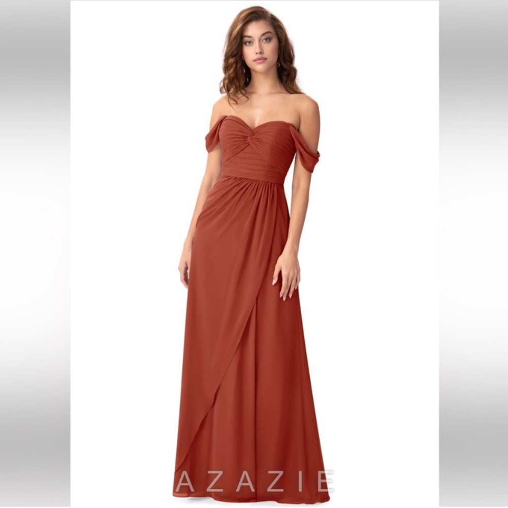 Azazie rust Millie dress